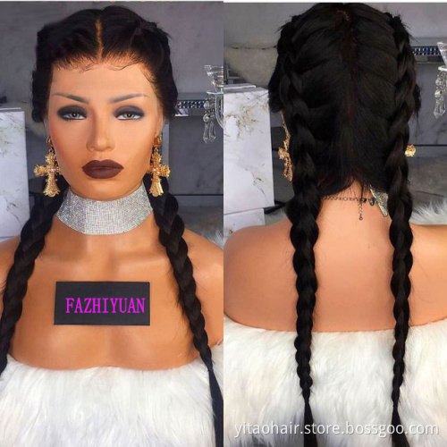 Long Double Braids  Twist Ombre purple Synthetic Braided Lace Front Wig with Baby Hair synthetic hair wig with lace front